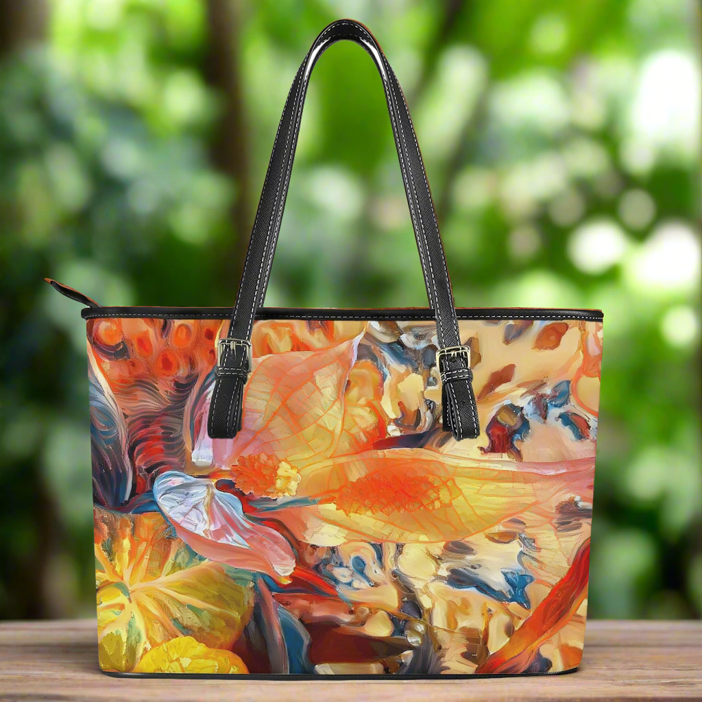 Peace Lily - Leather Tote Bag