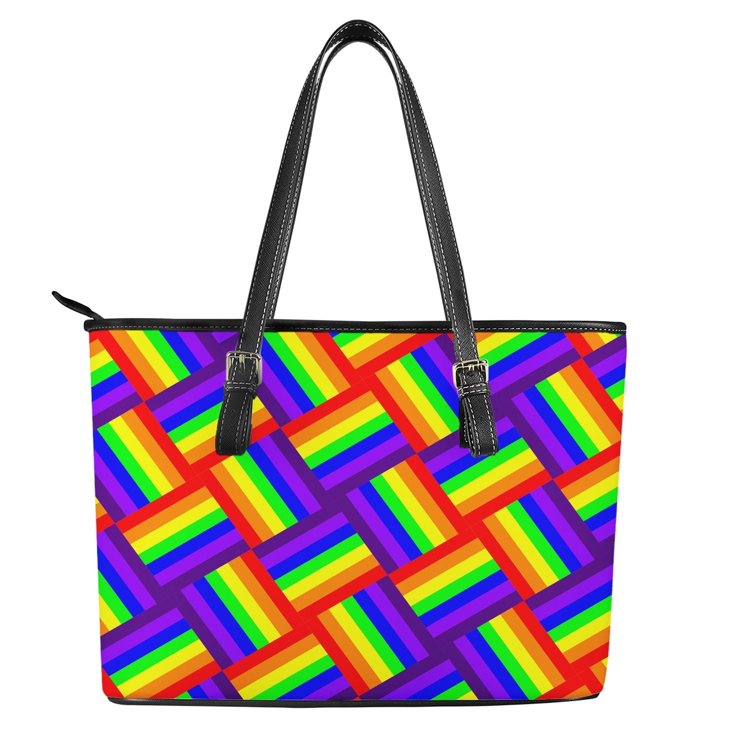 Rainbow Weave Leather Tote Bags