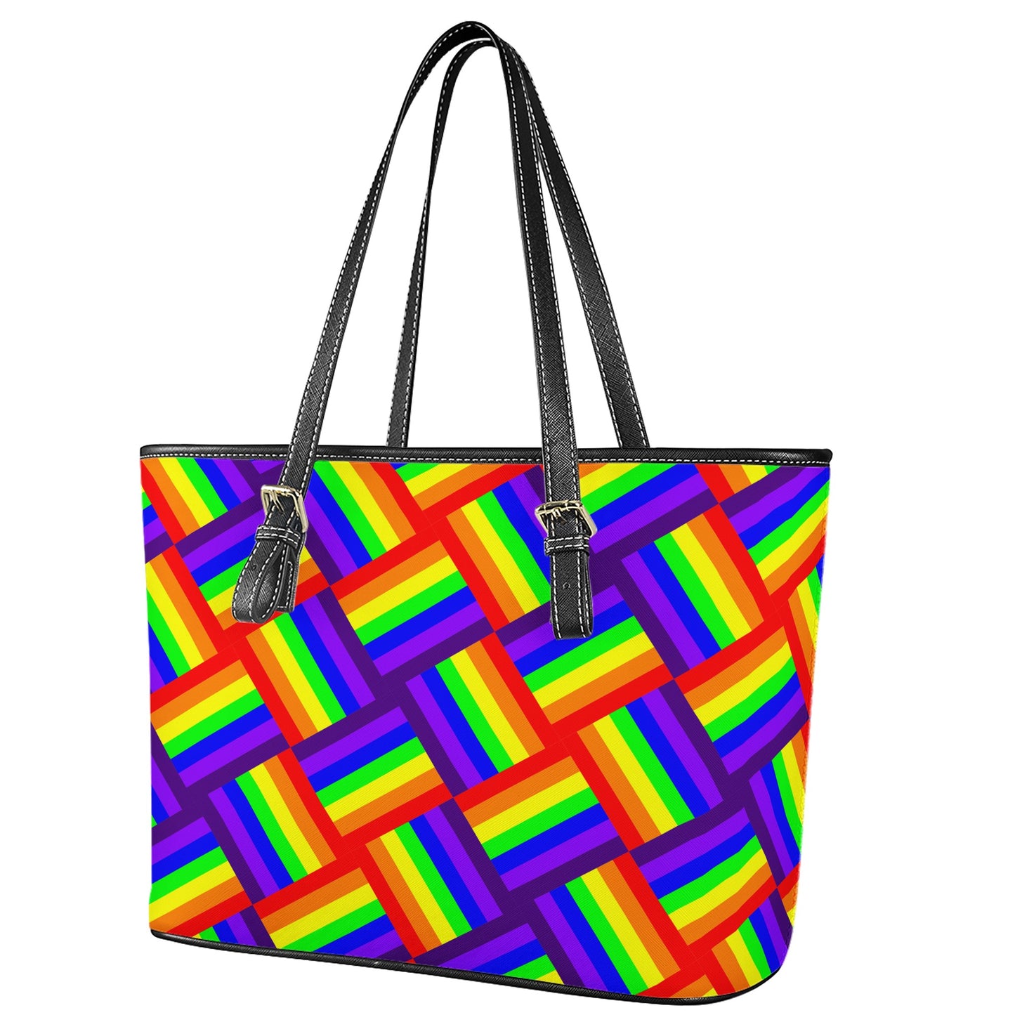 Rainbow Weave Leather Tote Bags