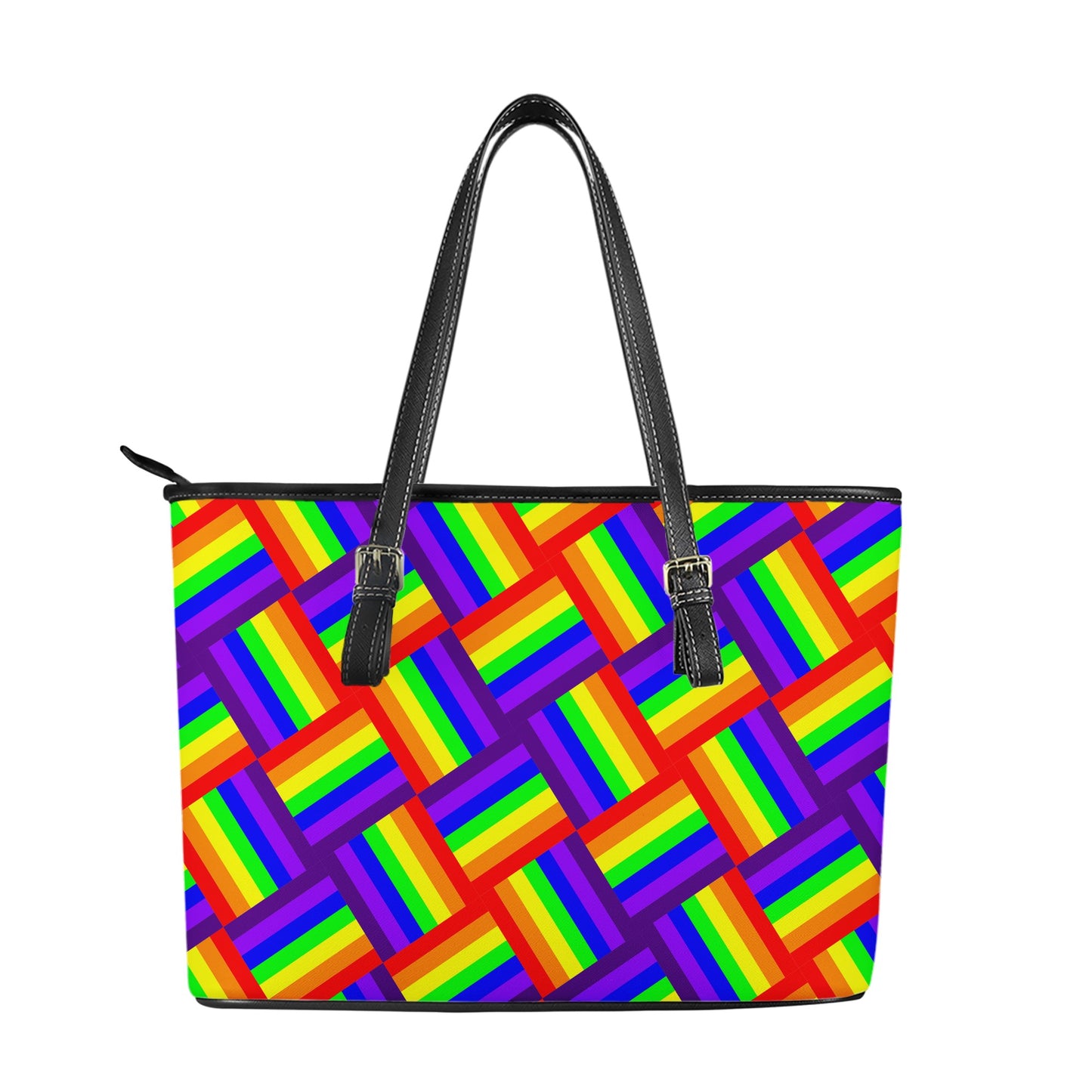 Rainbow Weave Leather Tote Bags