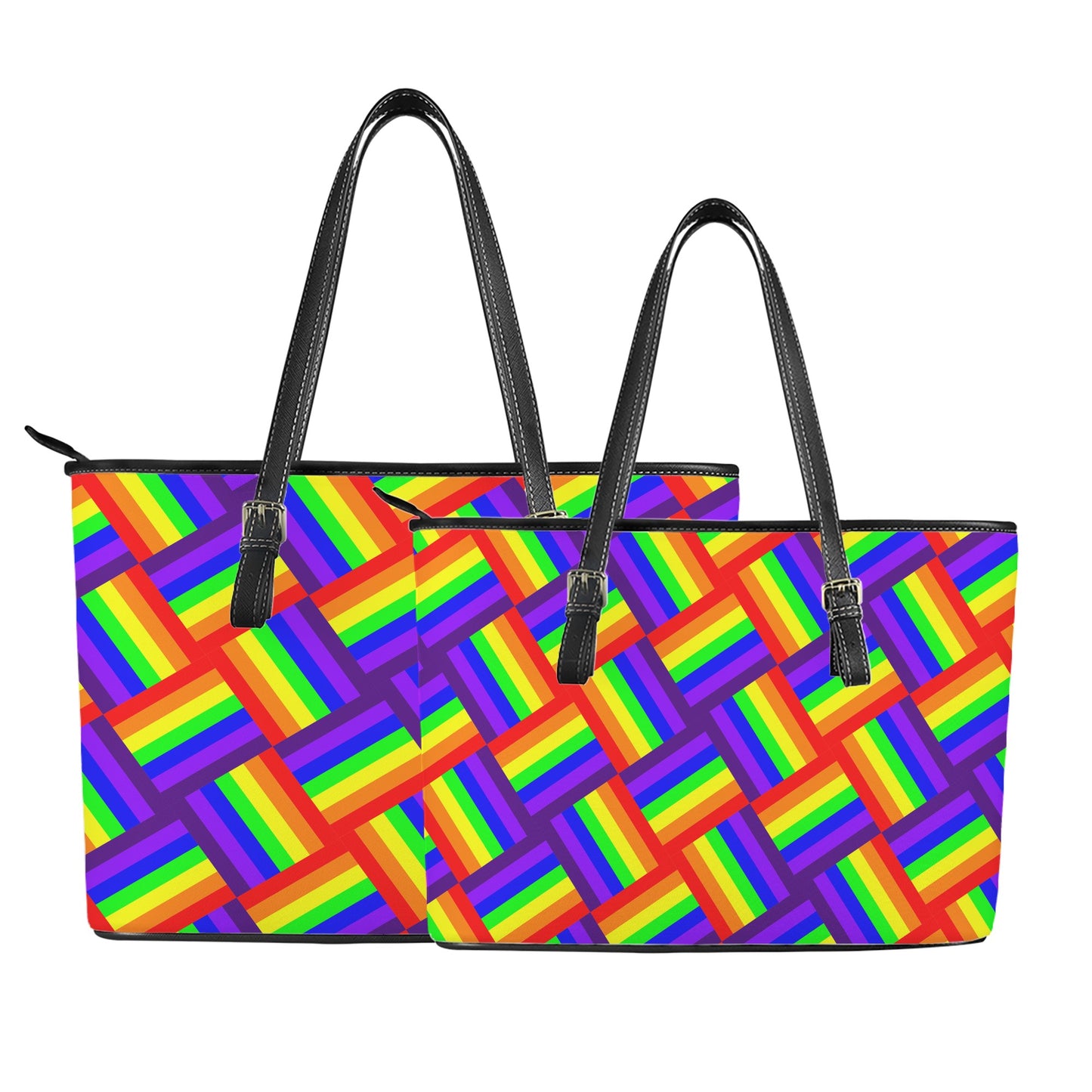 Rainbow Weave Leather Tote Bags