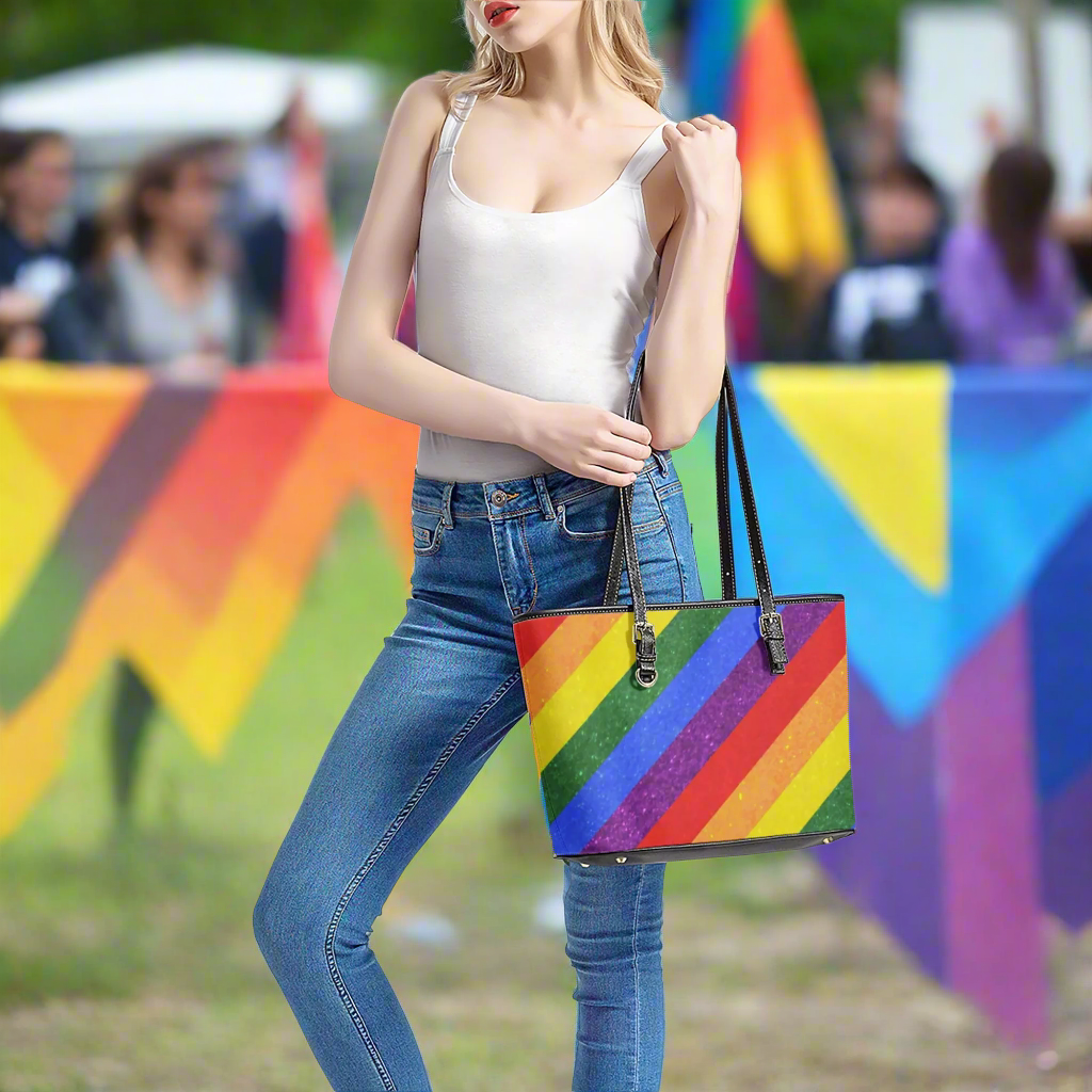 Rainbow Pride | Gay Pride | LGBTQ Pride | Leather Tote Bags