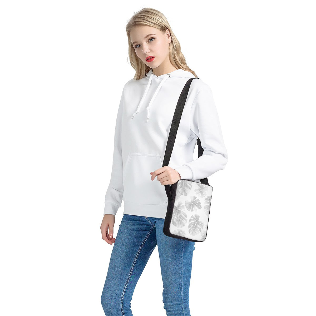 White Monstera Cross-Body Bags