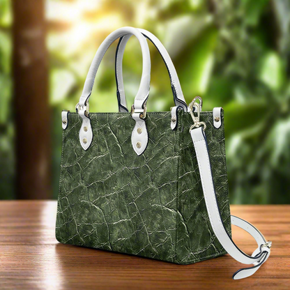 Women's Natural Opulence: Forest Green with Intricate Grain Details PU Leather Twill Handbag