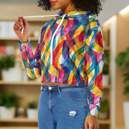 Women's midriff-baring sweatshirt - Rainbow