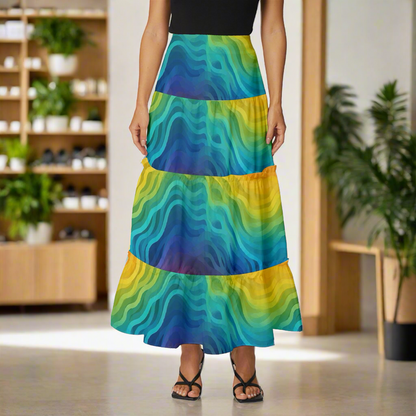 Lgbtq Rainbow Tiered Ruffle Maxi Skirt
