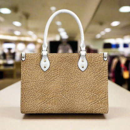 Desert Dune: Elegant Beige PU Leather Twill Handbag Women's