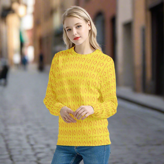 African | Ethnic | Mudcloth | #14 Yellow Women's Sweatshirt