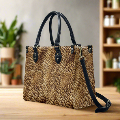 Golden Grain: Timeless Brown Leather for Women Women's PU Leather Twill Handbag