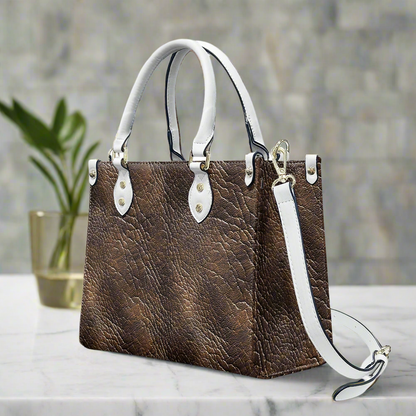 Mahogany Luxe: Premium Textured PU Leather Handbag Women's Twill