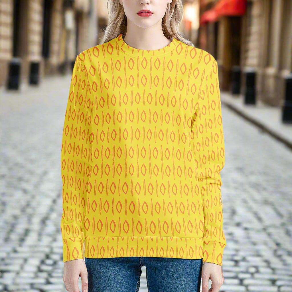 African | Ethnic | Mudcloth | #14 Yellow Women's Sweatshirt