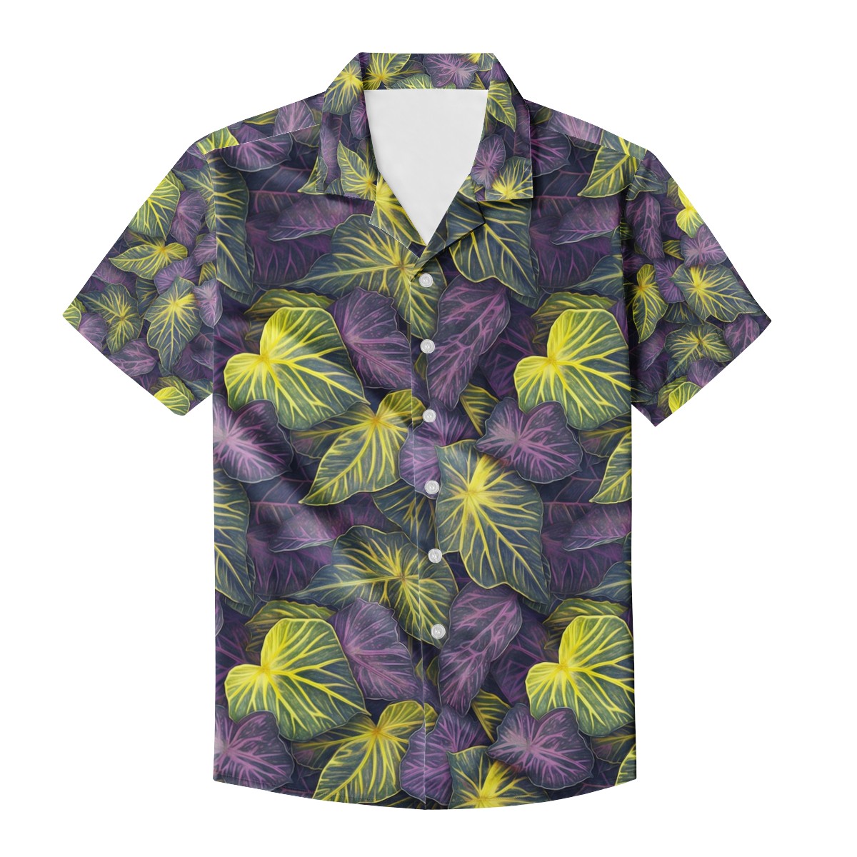 Luxtrini Iridescent Syngonium: Purple and Yellow Men's Casual Shirt