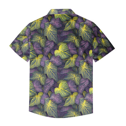 Luxtrini Iridescent Syngonium: Purple and Yellow Men's Casual Shirt