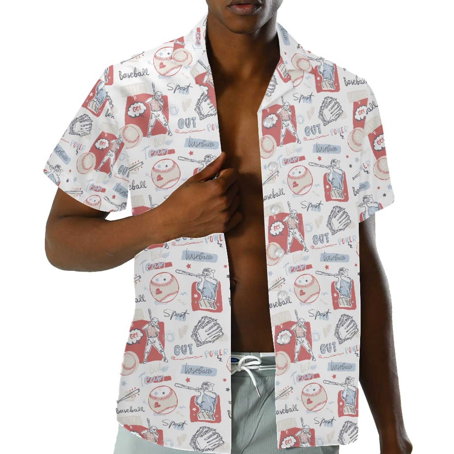 Baseball Men's Hawaiian Shirt | Men's Aloha Shirt