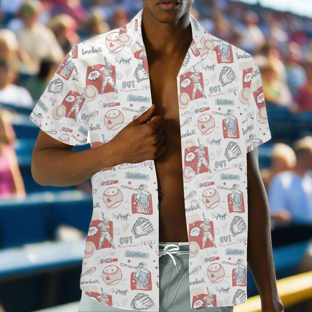 Baseball Men's Hawaiian Shirt | Men's Aloha Shirt