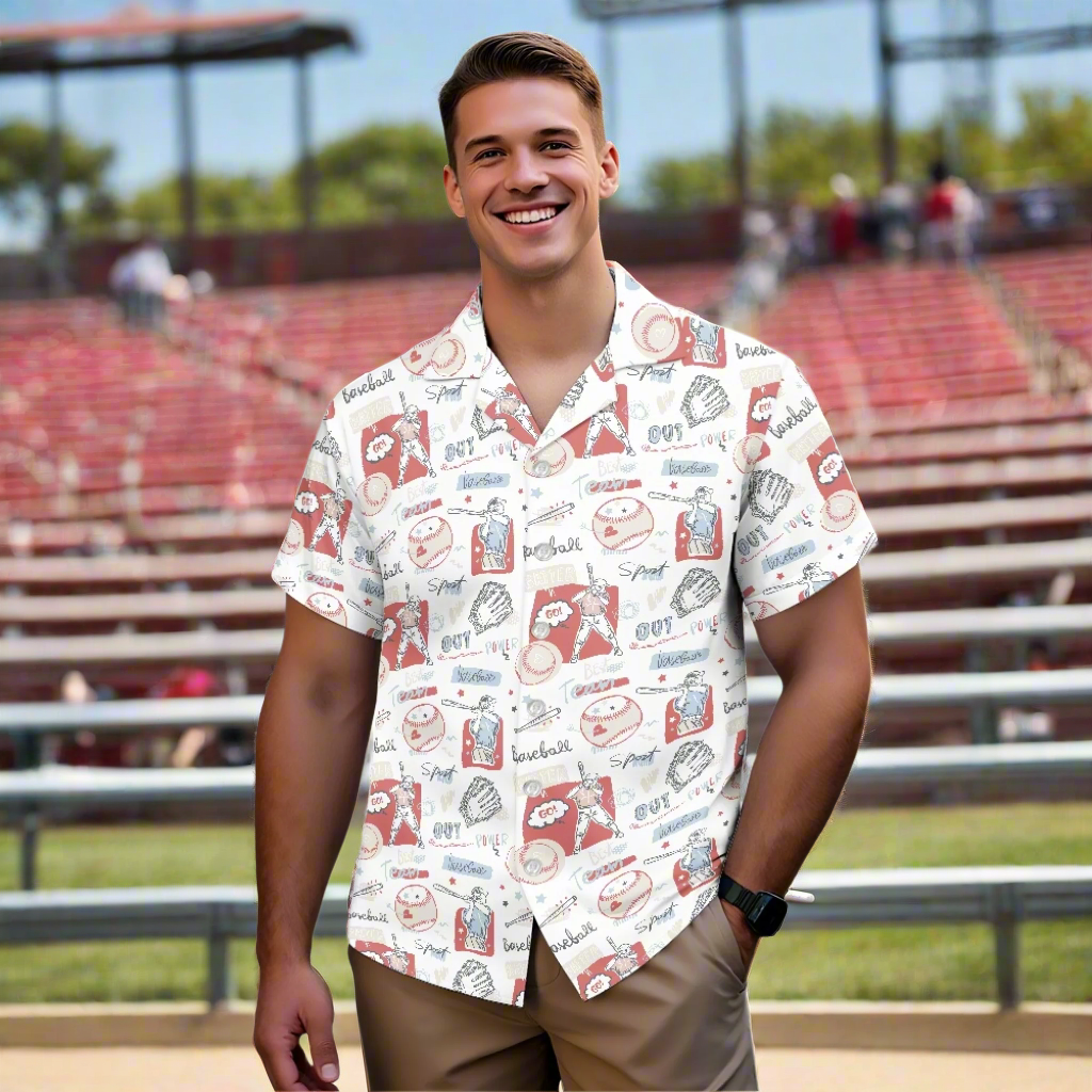 Baseball Men's Hawaiian Shirt | Men's Aloha Shirt