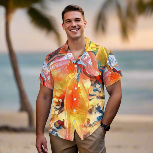 Golden Peace Lily Men's Hawaiian Shirt | Men's Aloha Shirt