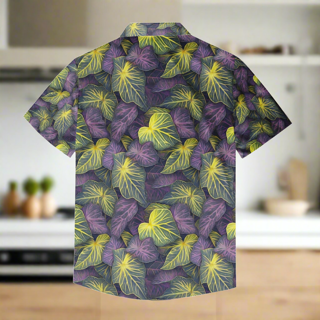 Luxtrini Iridescent Syngonium: Purple and Yellow Men's Casual Shirt