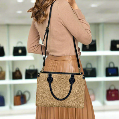 Desert Dune: Elegant Beige PU Leather Twill Handbag Women's