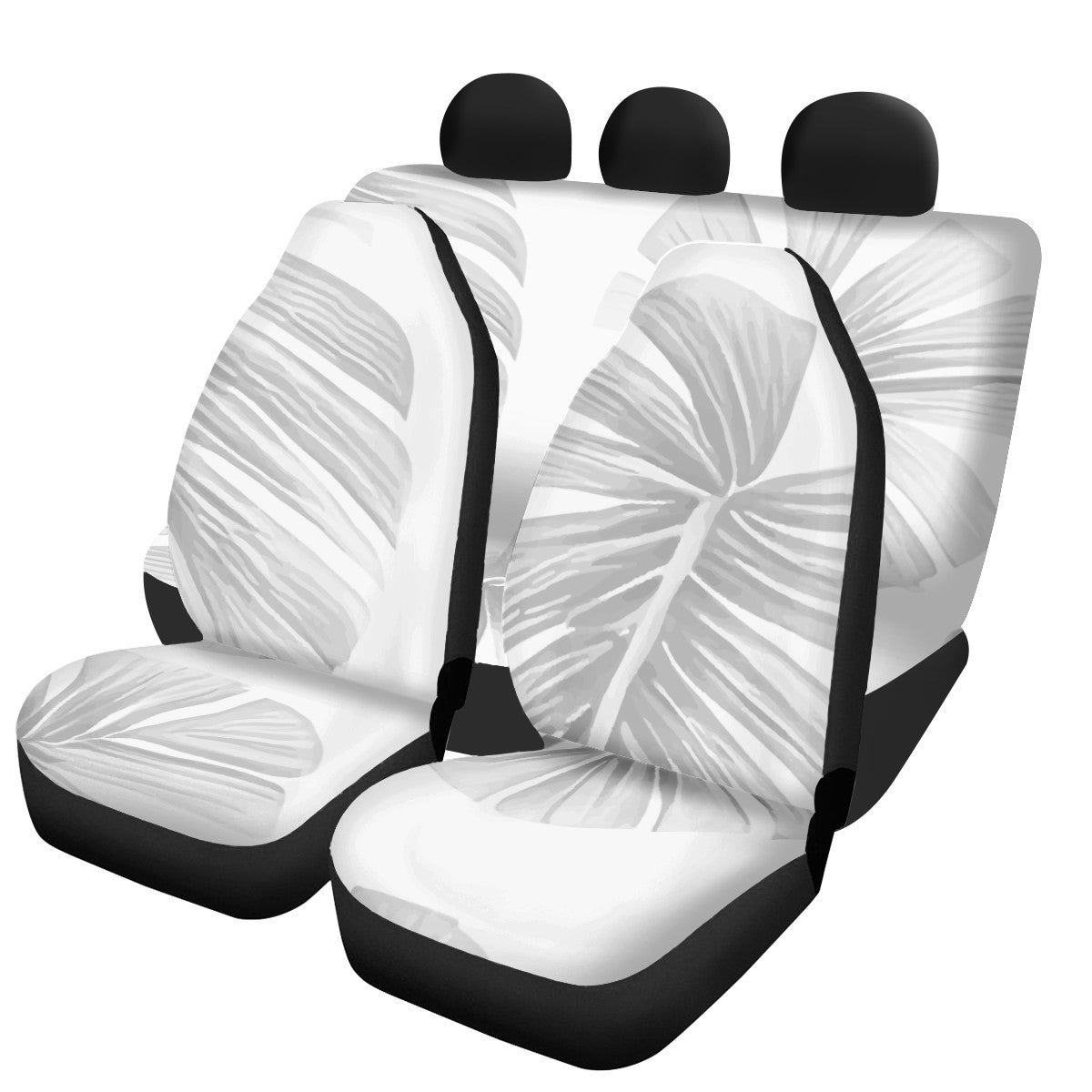 White Monstera Car Seat Cover Set