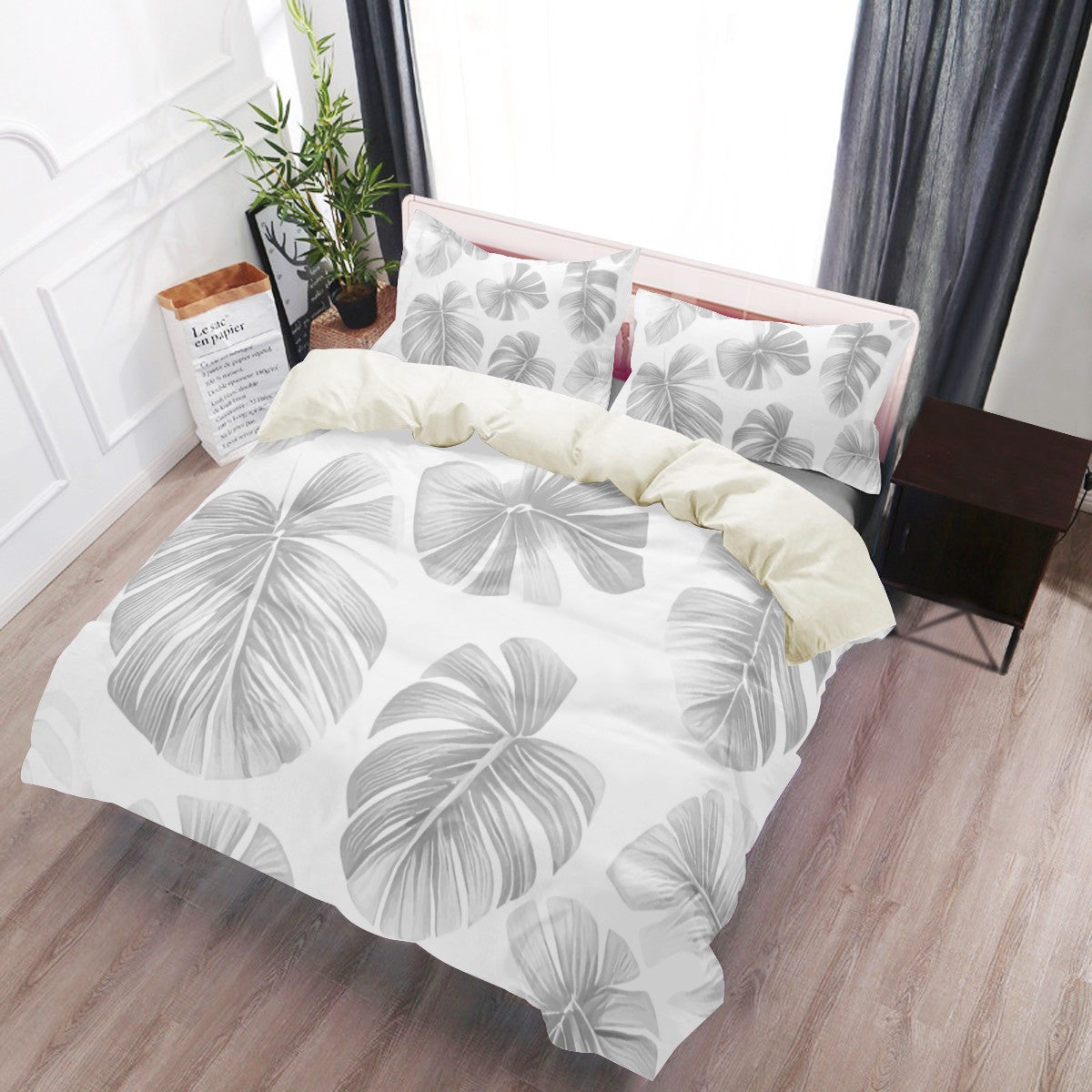 White Monstera 3 Pcs Beddings