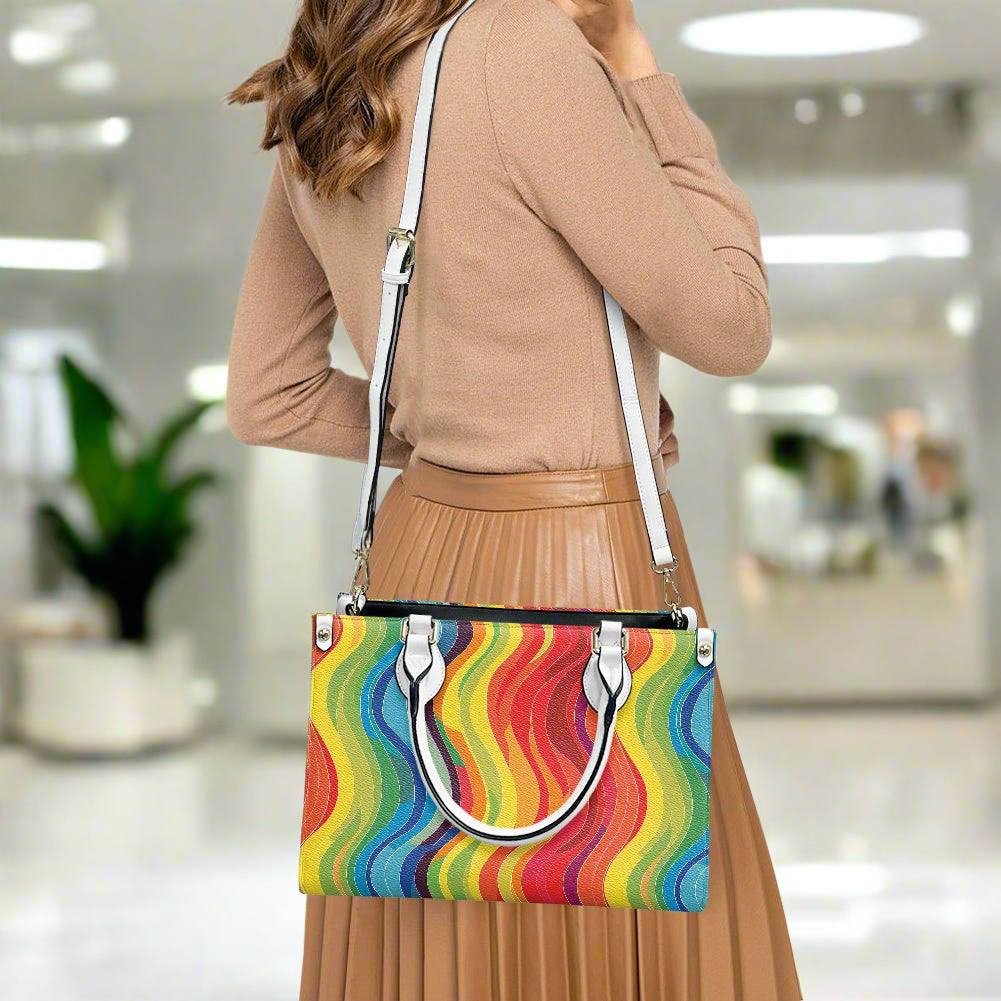 Wavy Rainbow Women's PU leather twill handbag