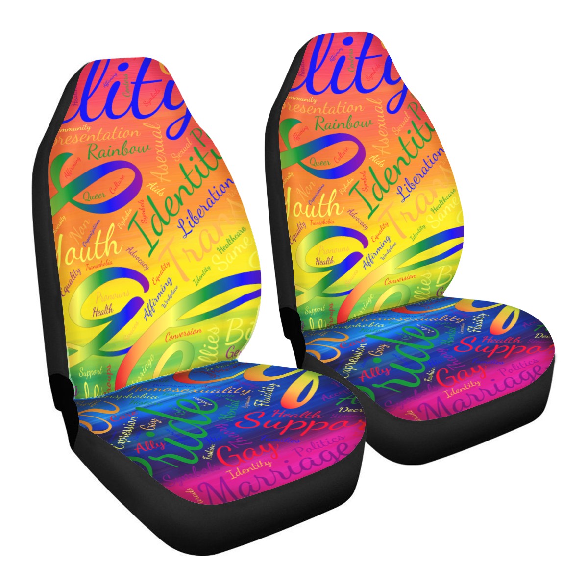 LGBTQ Word Cloud Car Seat Covers Universal ONESIZE