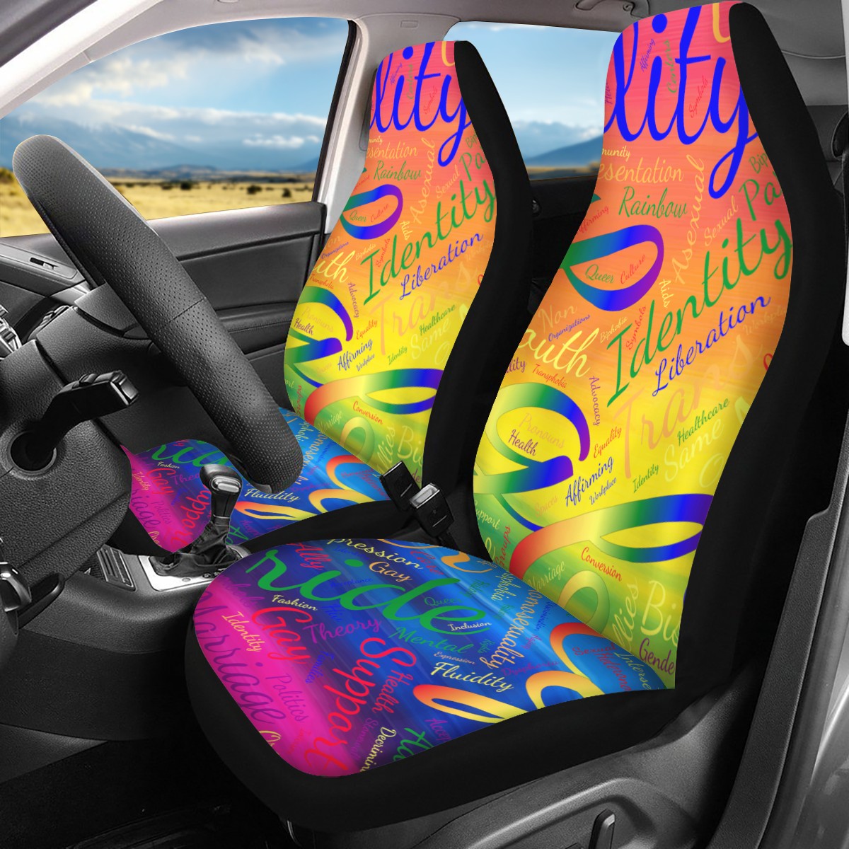 LGBTQ Word Cloud Car Seat Covers