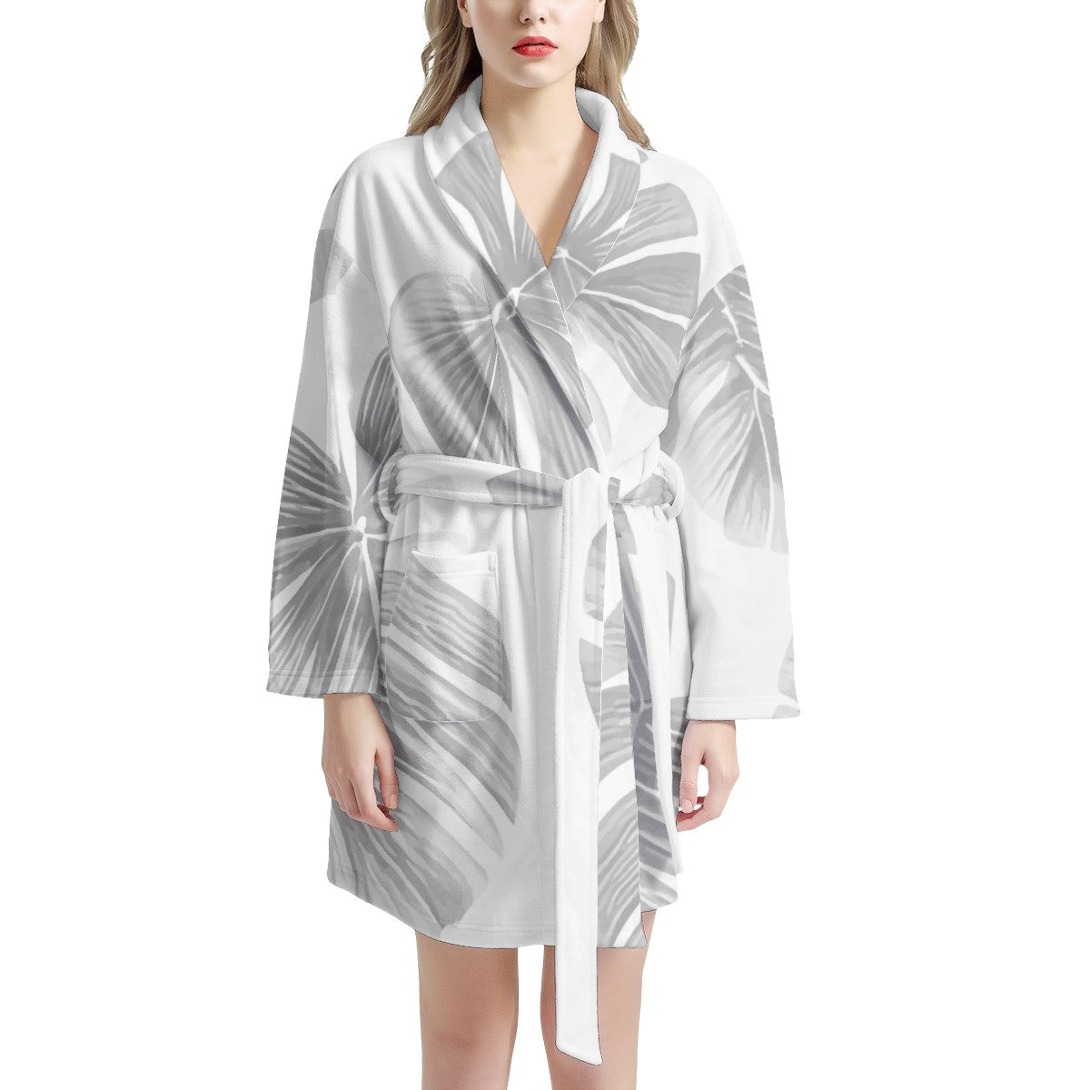 White Monstera Women's Bathrobe