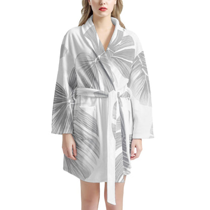 White Monstera Women's Bathrobe