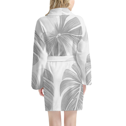 White Monstera Women's Bathrobe