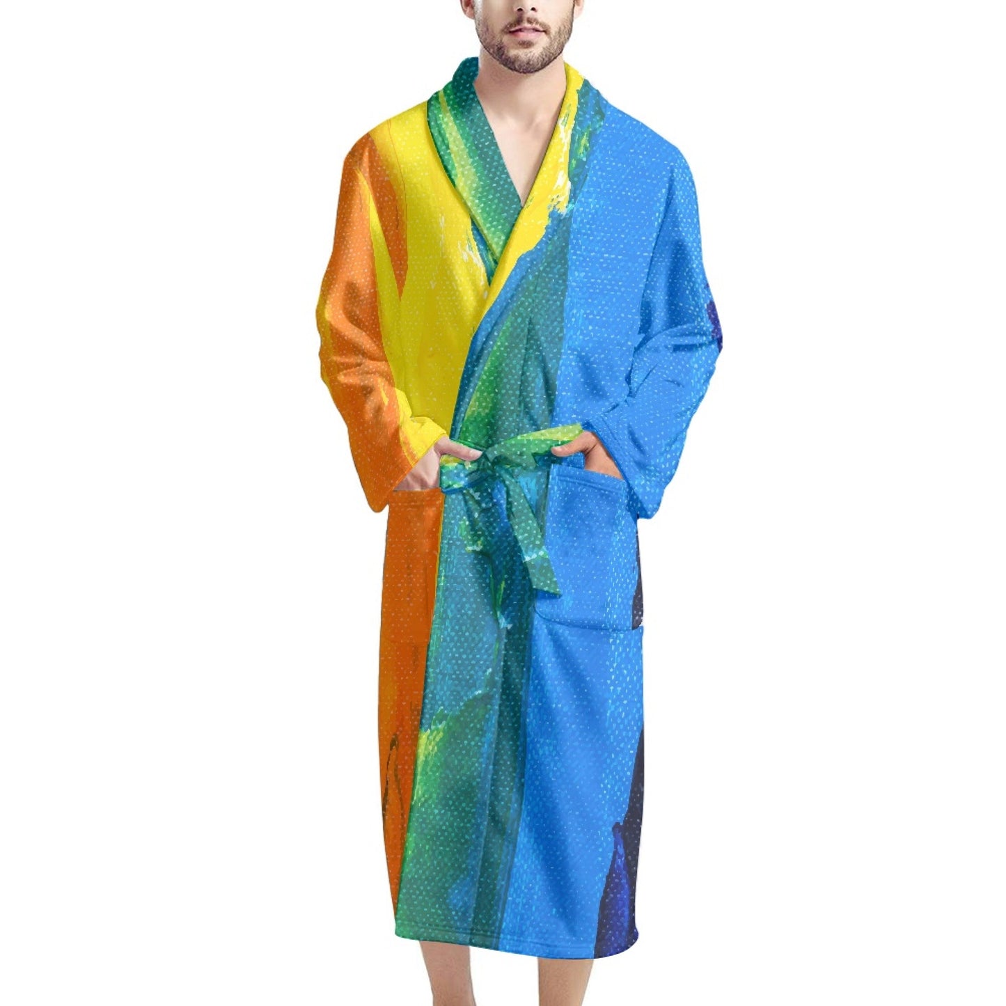 Rainbow Painting Men's Bathrobe