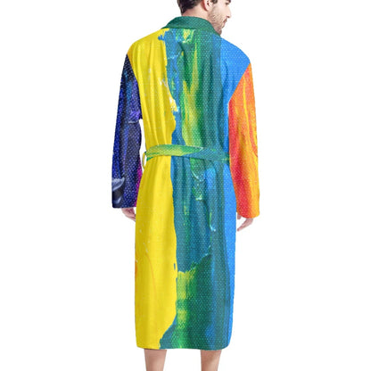 Rainbow Painting Men's Bathrobe