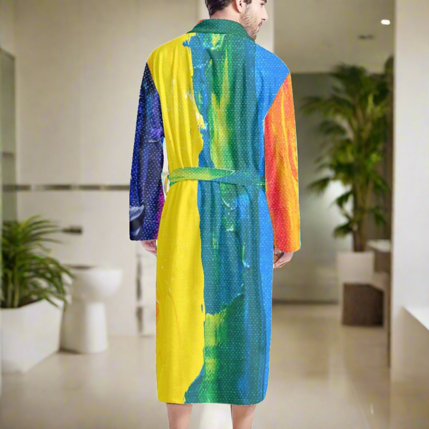 Rainbow Painting Men's Bathrobe