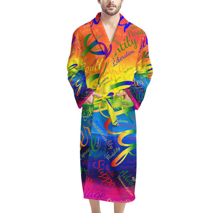 LGBTQ Word Cloud Men's Bathrobe Men ONESIZE