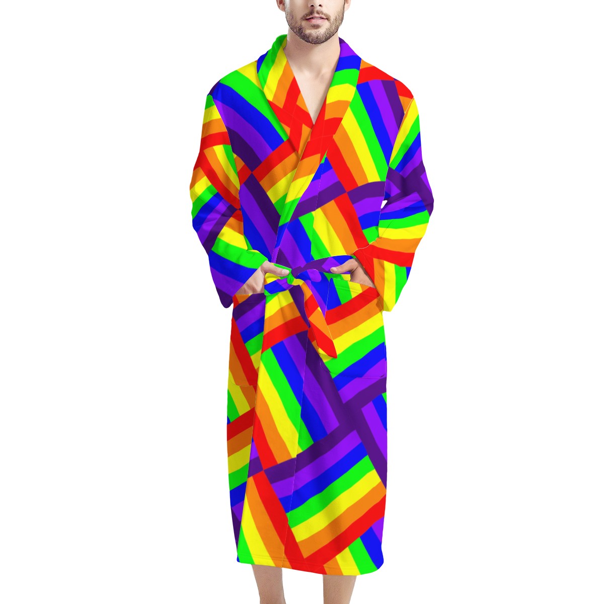 Rainbow Weave Men's Bathrobe Men ONESIZE