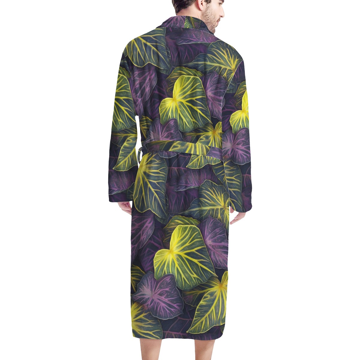 Luxtrini Iridescent Syngonium: Purple and Yellow Men's Bathrobe