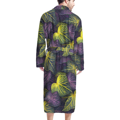 Luxtrini Iridescent Syngonium: Purple and Yellow Men's Bathrobe