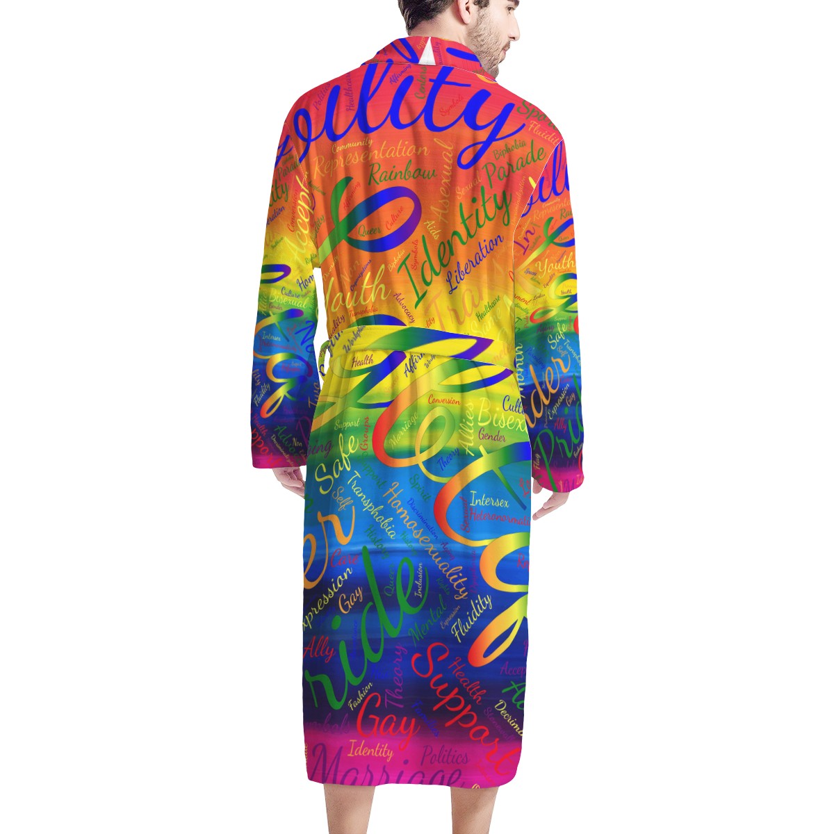 LGBTQ Word Cloud Men's Bathrobe