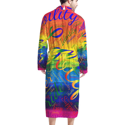 LGBTQ Word Cloud Men's Bathrobe