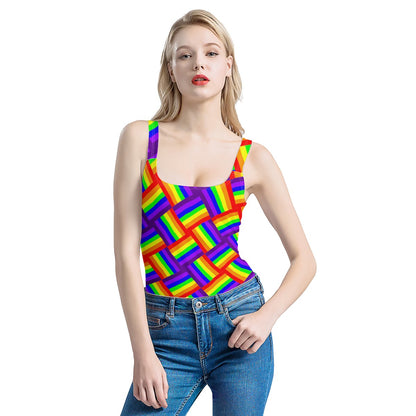 Rainbow Weave Women's One-Piece Halterneck Swimsuit