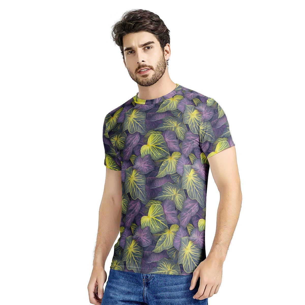 Luxtrini Iridescent Syngonium: Purple and Yellow New Men's All Over Print T-shirt