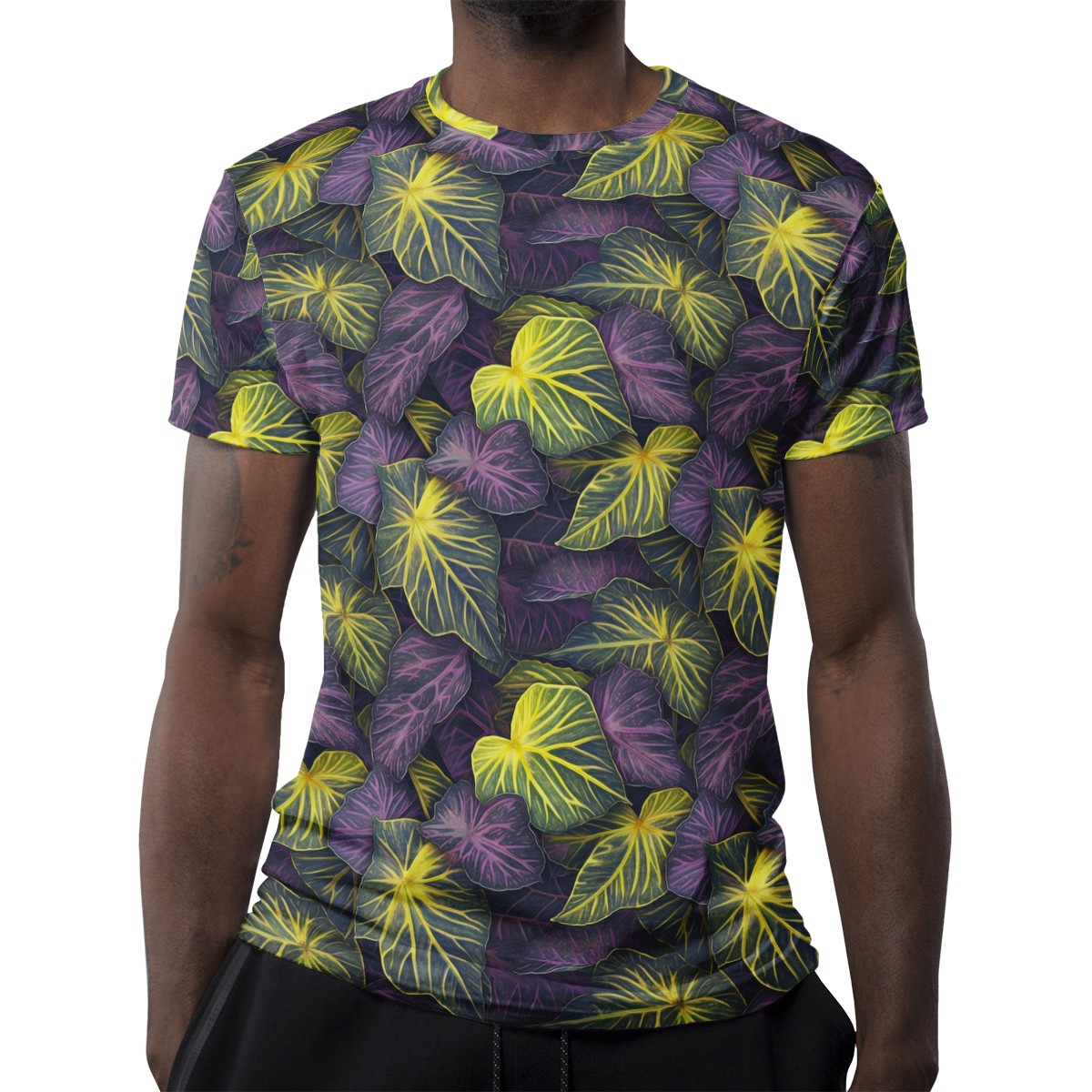 Luxtrini Iridescent Syngonium: Purple and Yellow New Men's All Over Print T-shirt