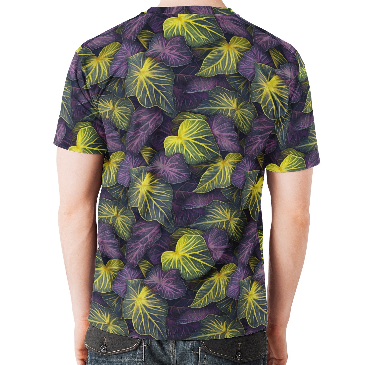 Luxtrini Iridescent Syngonium: Purple and Yellow New Men's All Over Print T-shirt