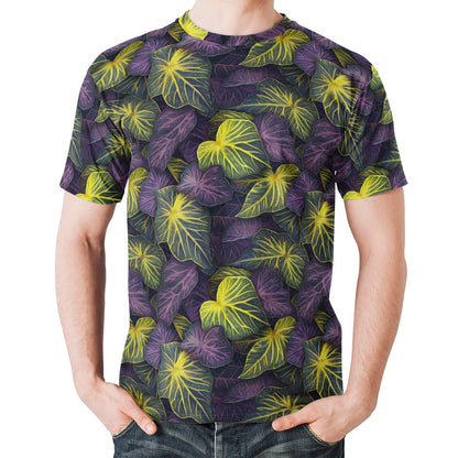 Luxtrini Iridescent Syngonium: Purple and Yellow New Men's All Over Print T-shirt