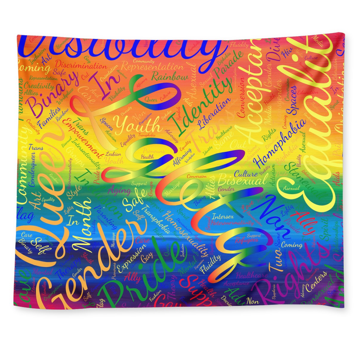 LGBTQ Word Cloud Wall Tapestry