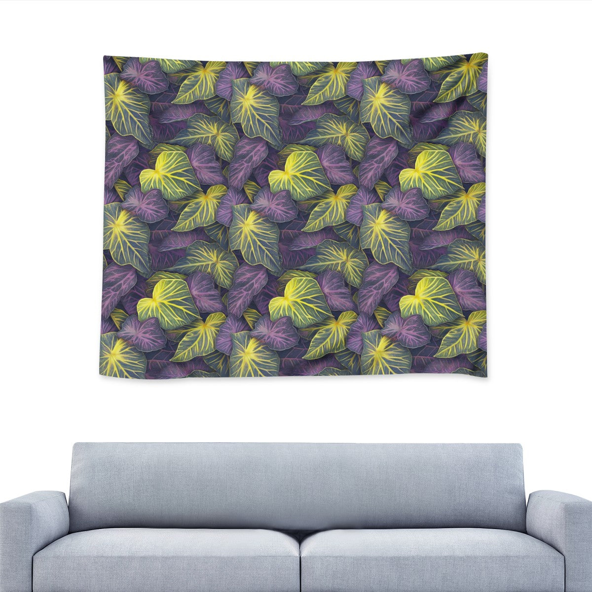 Luxtrini Iridescent Syngonium: Purple and Yellow Wall Tapestry
