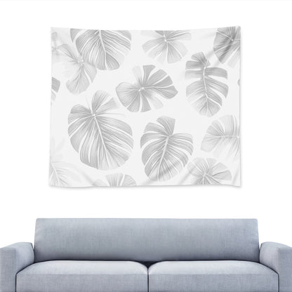 White Monstera Wall Tapestry