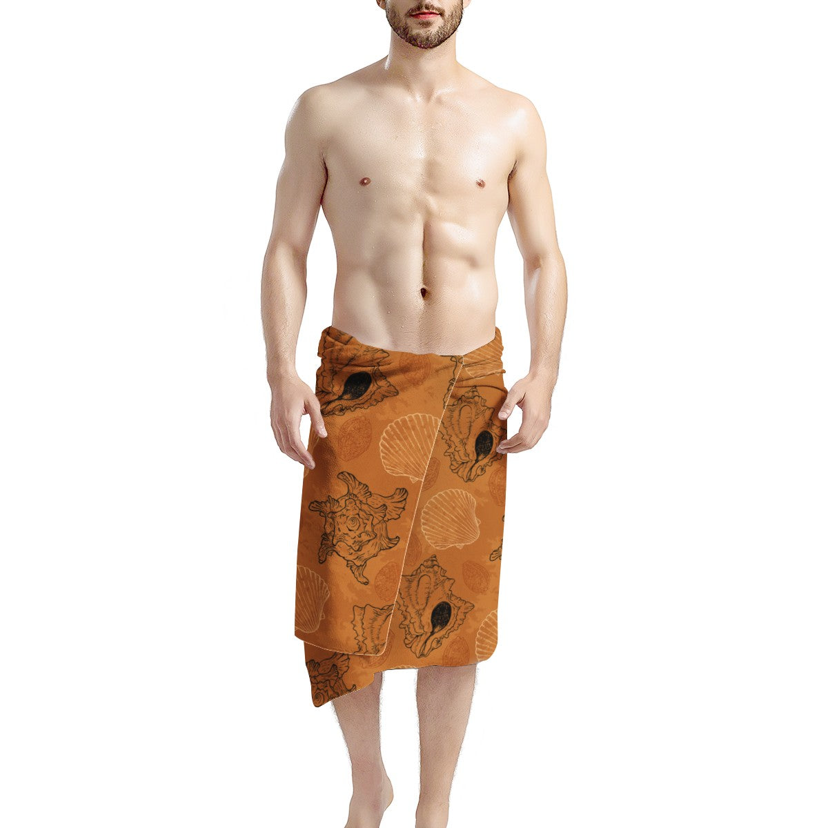 Sea Shell Ocean Design in Orange Bath Towel