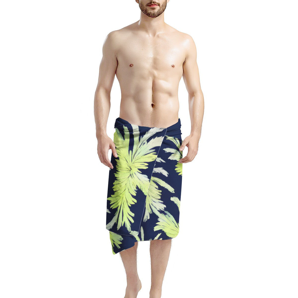 Puakenikeni - Lime Green and Black Bath Towel